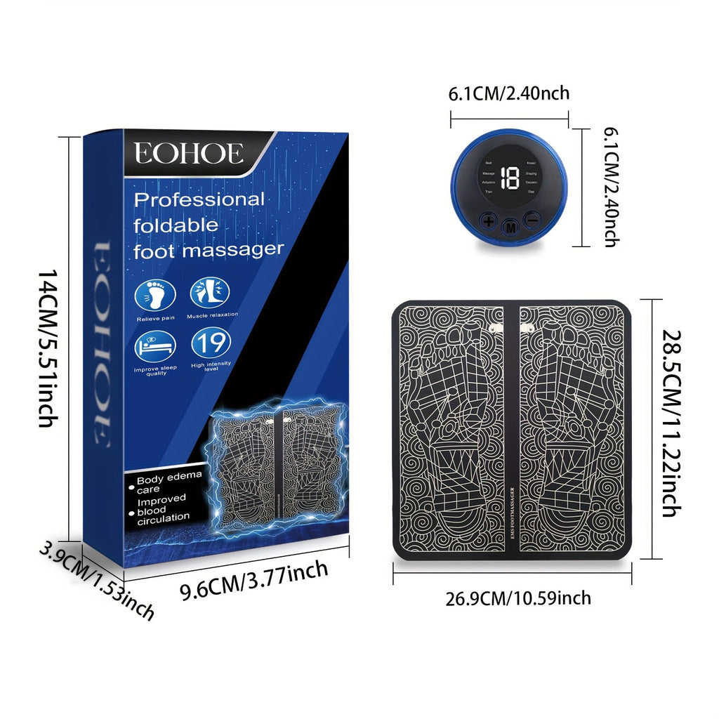 Foldable Foot Massager with 8 Vibration Modes – EMS Acupressure Therapy(Blue)